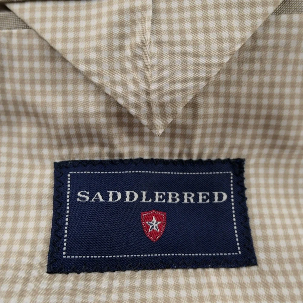 Saddlebred Blazer Men 56L Long Tan 100% Cotton Two Button Career Business Casual
